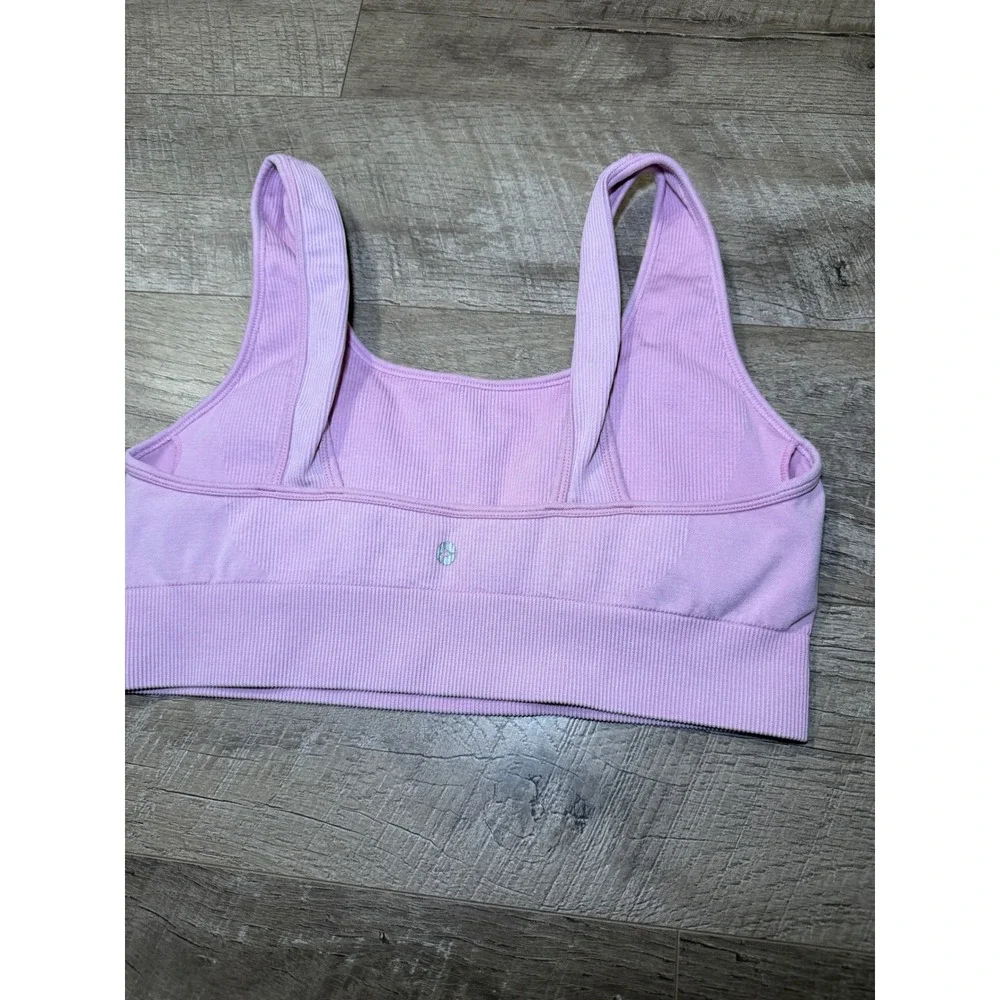 Ribbed Seamless Padded Sports Bra Lilac Purple Large XL